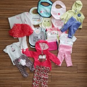 NB girl clothes and bibs
